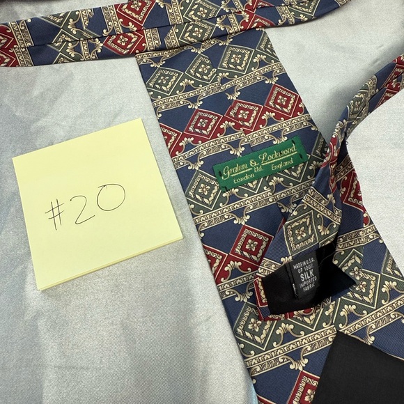 Graham & Lockwood 100% Silk Vintage Men’s Patterned Neck Tie - Picture 5 of 5